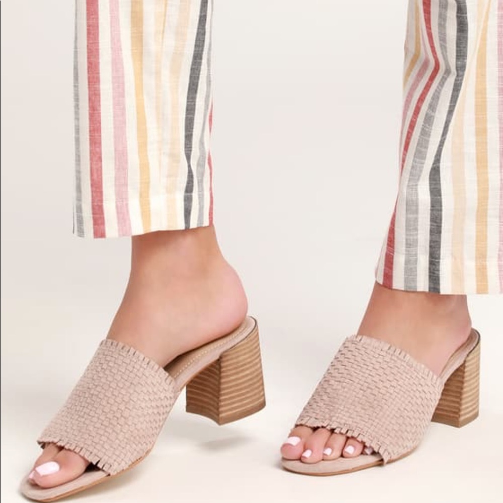 Gaia Blush Pink Suede Leather Mules